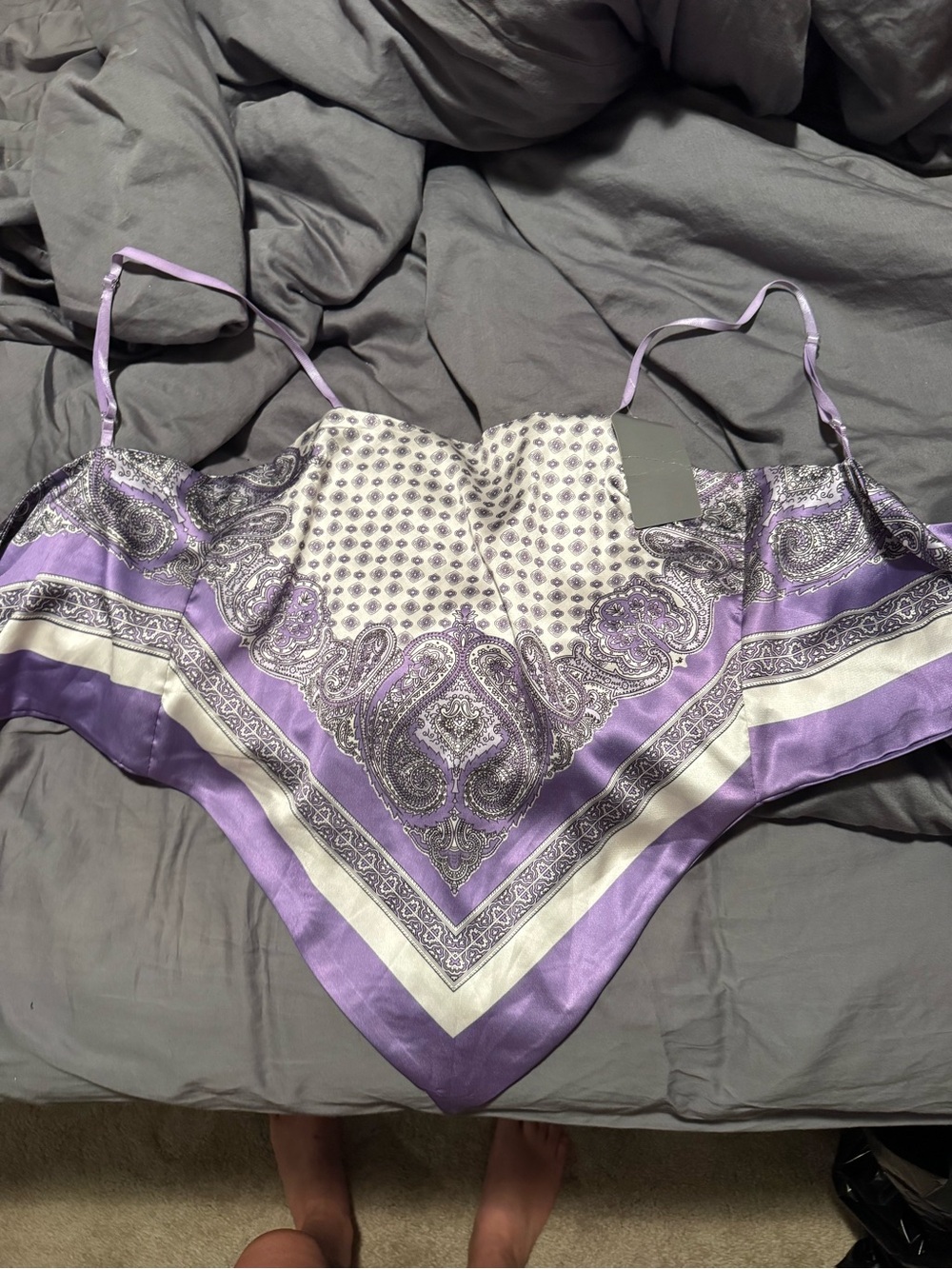 Lavender Paisley Handkerchief Cami with Adjustable Straps
